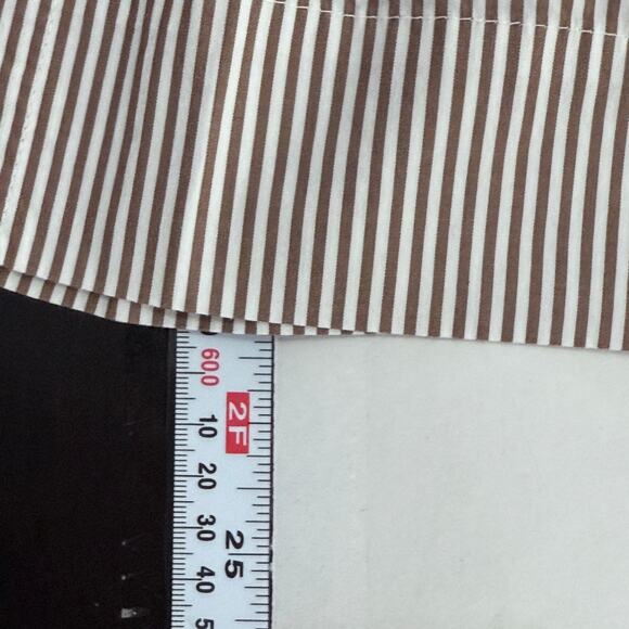 EVERLANE S Belted Poplin Block Sleeve Shirt Striped Taupe White Crisp Classic - Picture 7 of 10